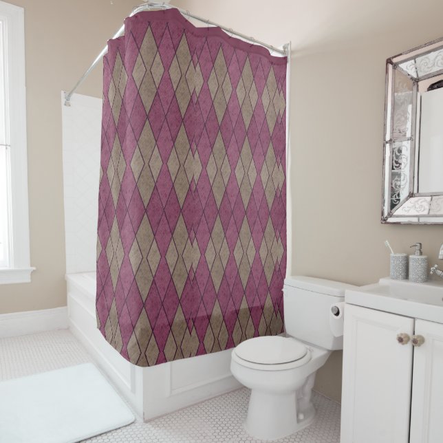 Rideaux De Douche Diamants géométriques violets de les années 50 rét (En situation)