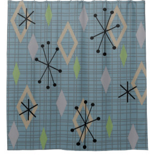 Rideaux De Douche Diamants modernes du milieu du siècle Ardoise gris
