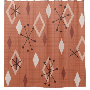 Rideaux De Douche Diamants modernes du milieu du siècle Orange