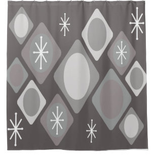 Rideaux De Douche Diamants Ovales Starbursts gris foncé