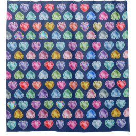 Rideaux De Douche Diamond Heart Aquarelle Motif Marine Blue Girl