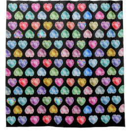 Rideaux De Douche Diamond Heart Aquarelle Motif mignon Pastel Girly
