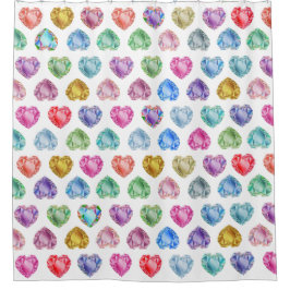 Rideaux De Douche Diamond Heart Aquarelle Motif mignon Pastel Girly