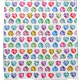 Rideaux De Douche Diamond Heart Aquarelle Motif mignon Pastel Girly