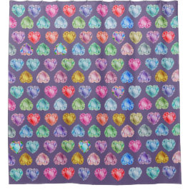 Rideaux De Douche Diamond Heart Aquarelle Motif mignonne Girl violet