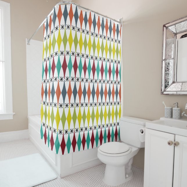 Rideaux De Douche Diamonds and Starbursts  (En situation)