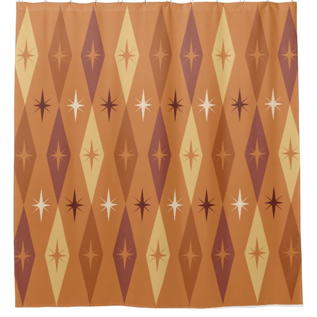 Rideaux De Douche Diamonds Stars Orange, 1950 atomique (Devant)