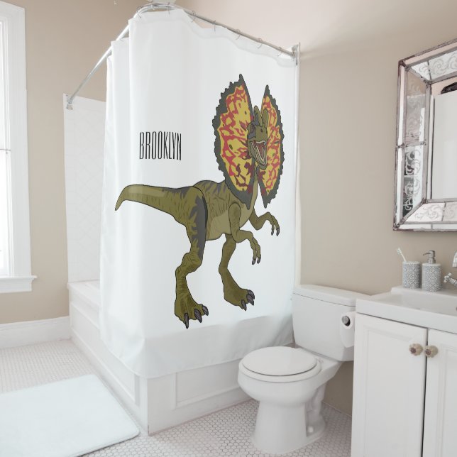 Rideaux De Douche Dilophosaurus dessin animé (En situation)