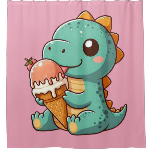 Rideaux De Douche Dino mignonne de glace mangeur