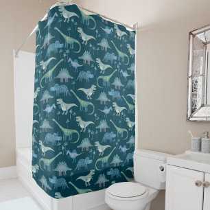 Rideaux De Douche Dinosaur Motif Turquoise Vert