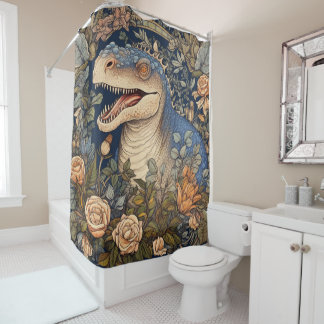 Rideaux De Douche Dinosaure et fleurs de style Art nouveau