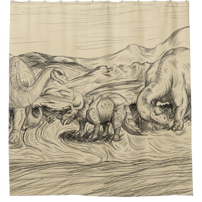 Rideaux De Douche Dinosaures classiques (Devant)
