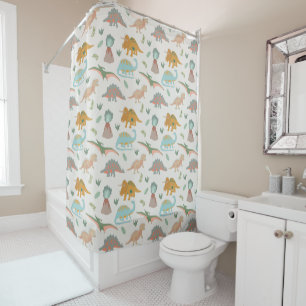 Rideaux De Douche Dinosaures Enfants Dessinés à la Main Boho Chambre