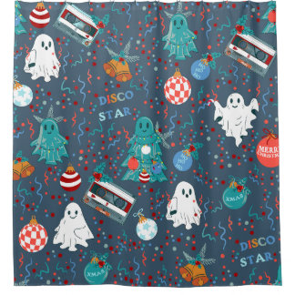 Rideaux De Douche disco noël musique cassette fantôme