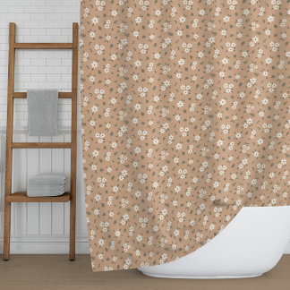 Rideaux De Douche Ditsy Floral Cottagecore Dainty Wildflowers Brown