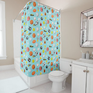 Rideaux De Douche Divers éléments sportifs motif colorés