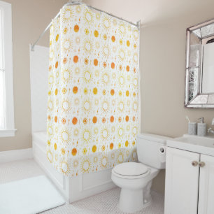 Rideaux De Douche Diverses illustrations solaires motif sépia orange