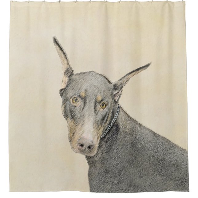 Rideaux De Douche Doberman Pinscher Peinture - Art Chien original (Devant)