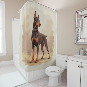 Rideaux De Douche Dobermann Pinscher marron rouille rouge Chien