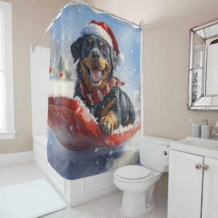 Rideaux De Douche Dog Rottweiler dans la corniche laissez-vous neige