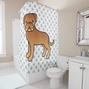 Rideaux De Douche Dogue De Bordeaux Chien De Dessin Animé Mignon
