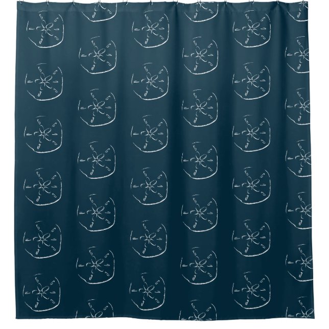 Rideaux De Douche Dollar de sable Motif Dessin Océan Bleu (Devant)