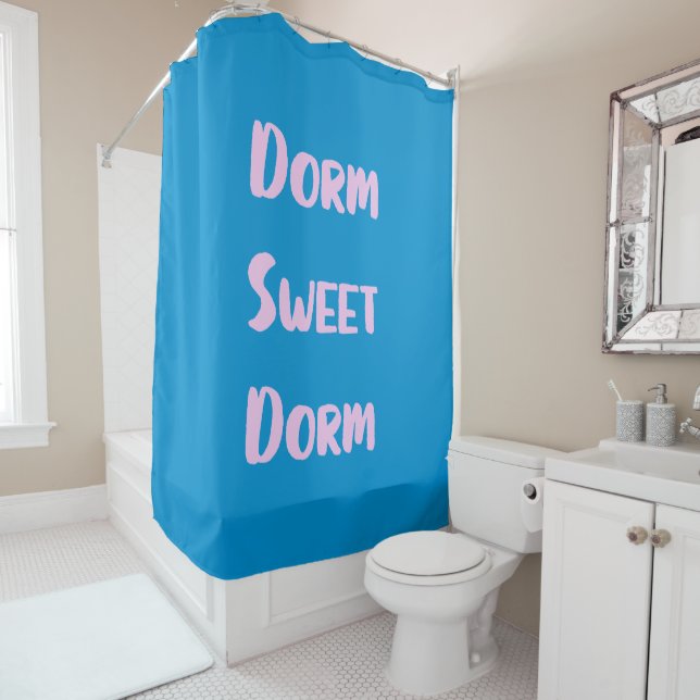 Rideaux De Douche Dorme mignonne dortoir en bleu et rose (En situation)