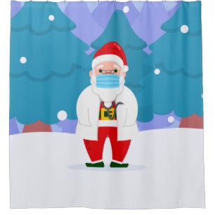 Rideaux De Douche dr santa claus covid masque de noël