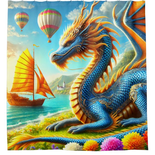 Rideaux De Douche Dragon Art (Devant)