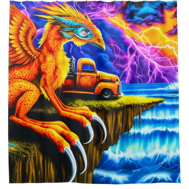 Rideaux De Douche Dragon Art (Devant)