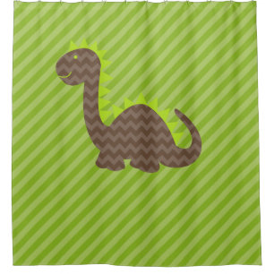 Rideaux De Douche Dragon Chevron Brown sur Green Stripe