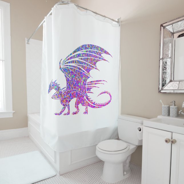 Rideaux De Douche Dragon de mosaïque Extraordinaire (En situation)