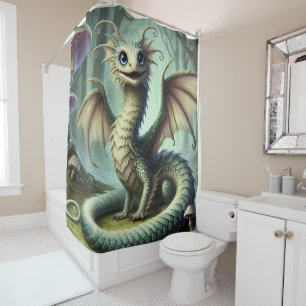 Rideaux De Douche Dragon Jabberwocky Cute Imaginaire Créature Art