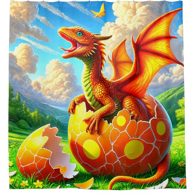 Rideaux De Douche Dragon orange (Devant)