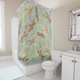Rideaux De Douche Dragonfly Dance Gold