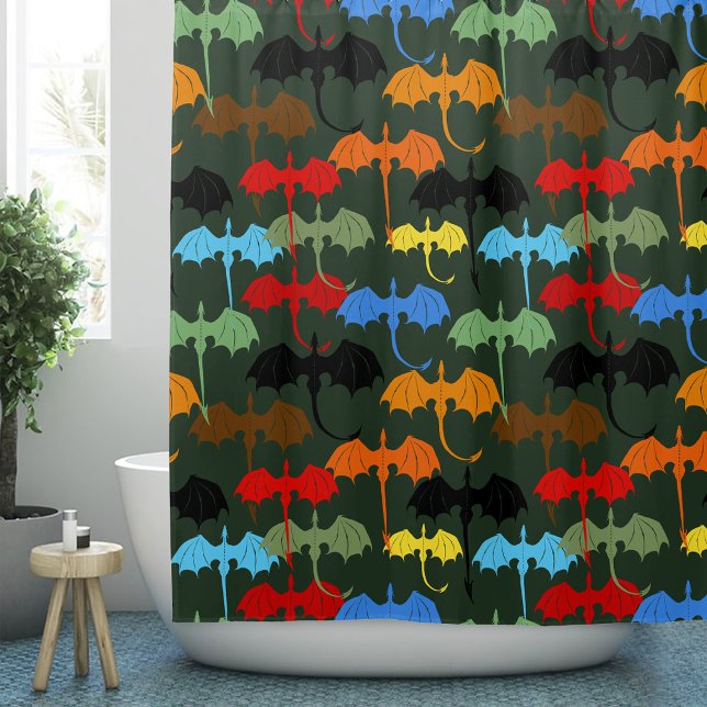 Rideaux De Douche Dragons Green Flight Imaginaire (Créateur téléchargé)