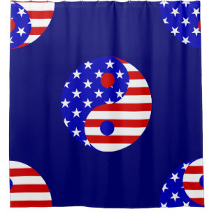 Rideaux De Douche drapeau américain le patriotique yin yang étoiles