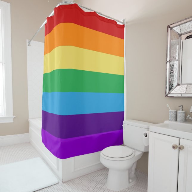 Rideaux De Douche drapeau arc-en-ciel (En situation)
