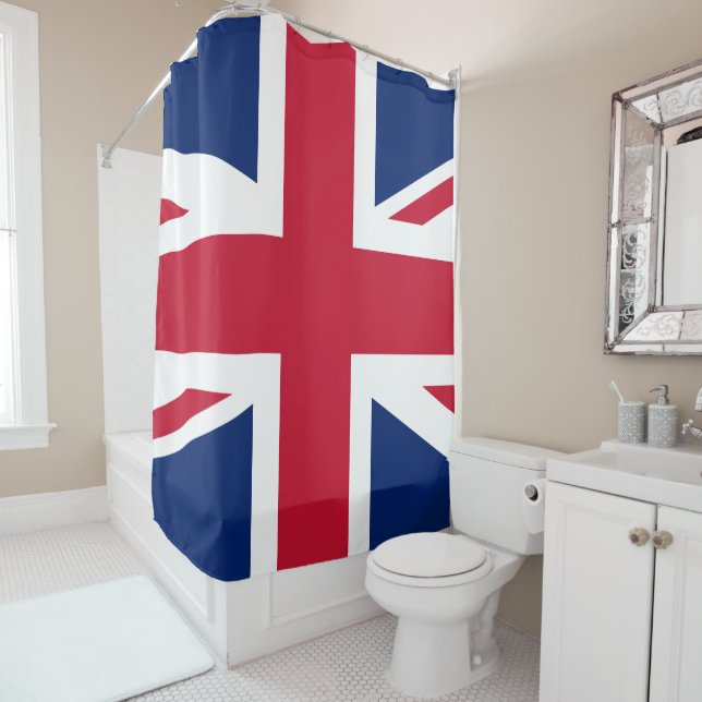 Rideaux De Douche Drapeau britannique Union Jack Angleterre Rouge Bl (En situation)