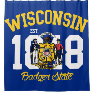 Rideaux De Douche Drapeau d'état de blaireau du Wisconsin