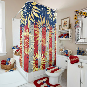 Rideaux De Douche Drapeau et tournesols