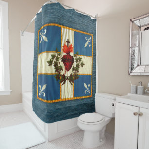 Rideaux De Douche Drapeau Québec antique Carillon Sacré-Cœur