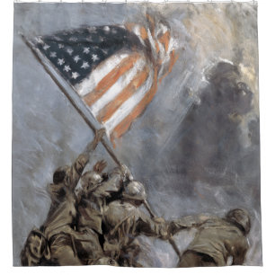 Rideaux De Douche Drapeau sur le Mont Suribachi, Iwo Jima, 1945