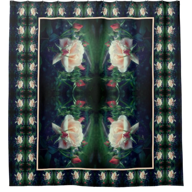 Rideaux De Douche Dreamy Peach Rose Et Buds Abstrait (Devant)