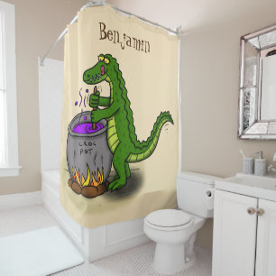 Rideaux De Douche Drôle alligator vert cuisine dessin animé