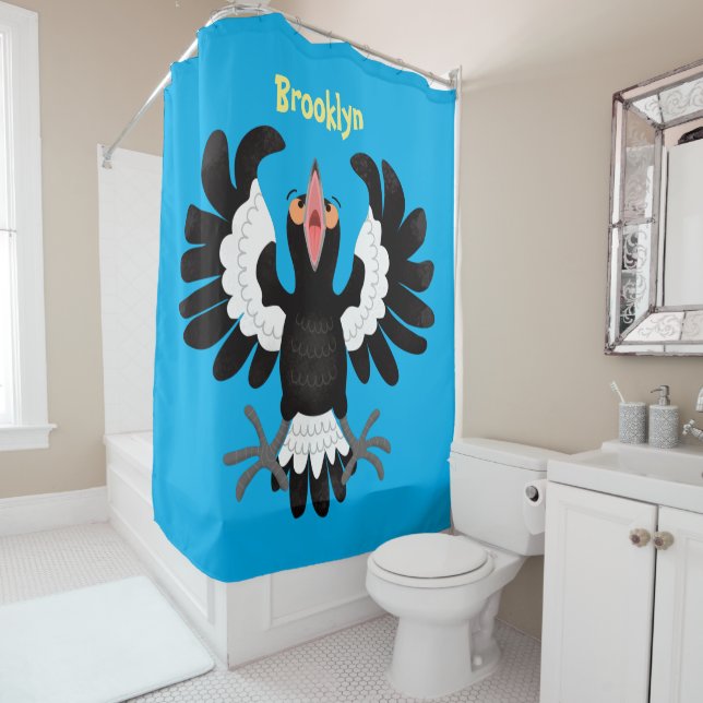 Rideaux De Douche Drôle dessin animé de Magpie australienne (En situation)