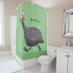 Rideaux De Douche Drôle dessin animé d'oiseau de Guineafowl