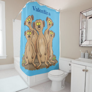 Rideaux De Douche Drôle dessin de la famille meerkat