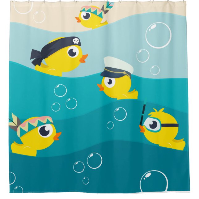 Rideaux De Douche Drôle en caoutchouc Duckie Sea Beach Baby (Devant)