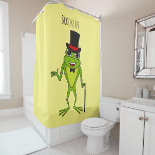Rideaux De Douche Drôle grenouille avec chapeau dessus dessin animé